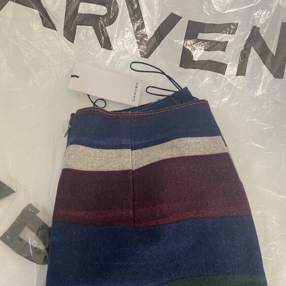 NWT CARVEN Color Block Striped Wool Blend Shorts Size FR 36 US 4 S MSRP $460 - Picture 9 of 9
